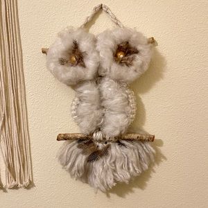 vintage macrame owl wall hanging
